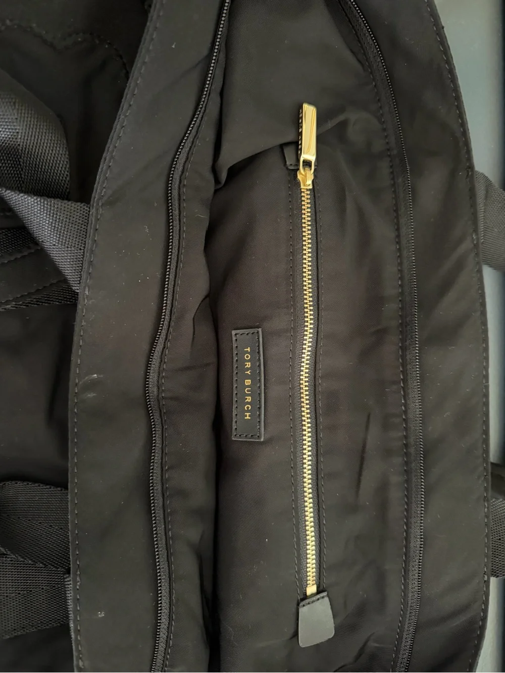 Black Tory Burch Tote Bag with Logo Embroidery